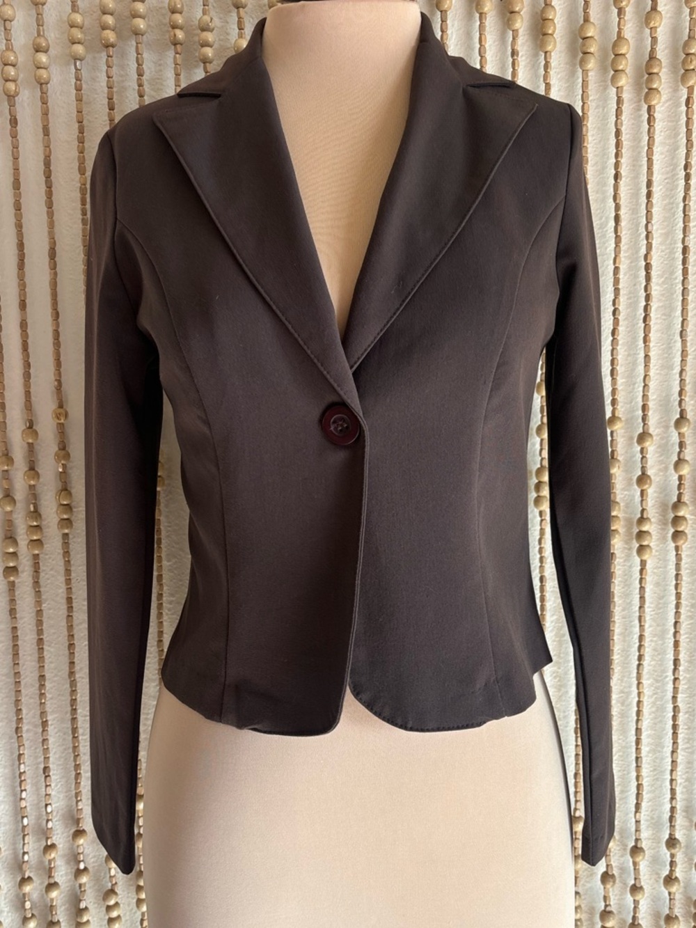 Vintage 90s Dark Brown Business Wine Mom Single Button Blazer Long Sleeve Jacket